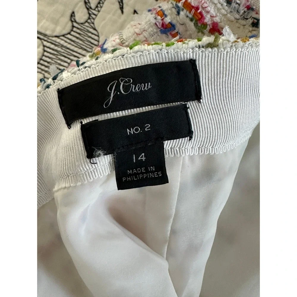 J. Crew Tweed Blazer Jacket Multicolor Striped Collarless Size‎ 14